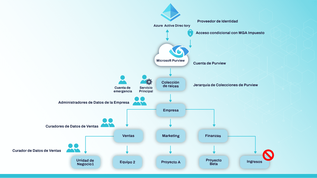 diagrama estructura microsoft purview